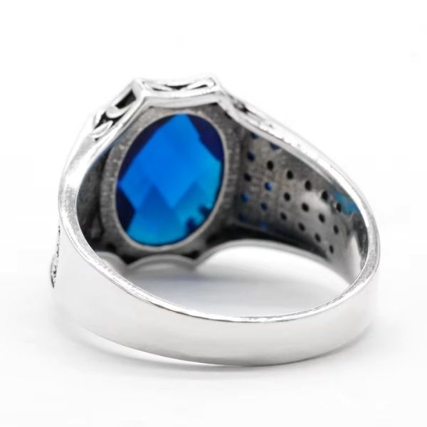 Herrenring mit blauem Stein Ringsilber