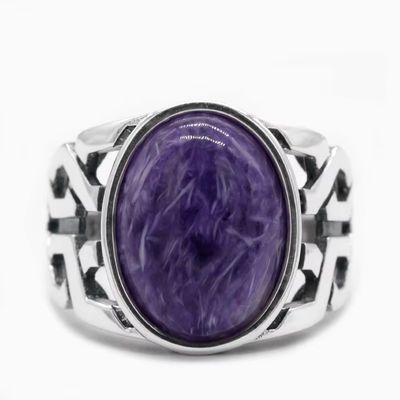 Herrenring aus Silber mit natürlichem Carotin stein Ringsilber