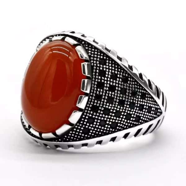 Herrenring aus rotem Achat Ringsilber