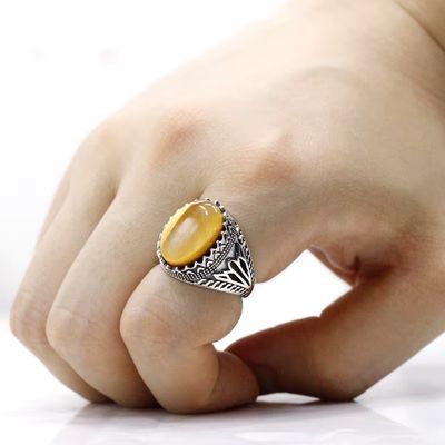 Herrenring mit Tigerauge Ringsilber