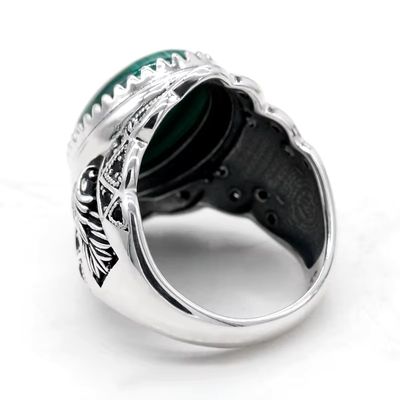 Herrenring mit elegantem Malachit Stein Ringsilber
