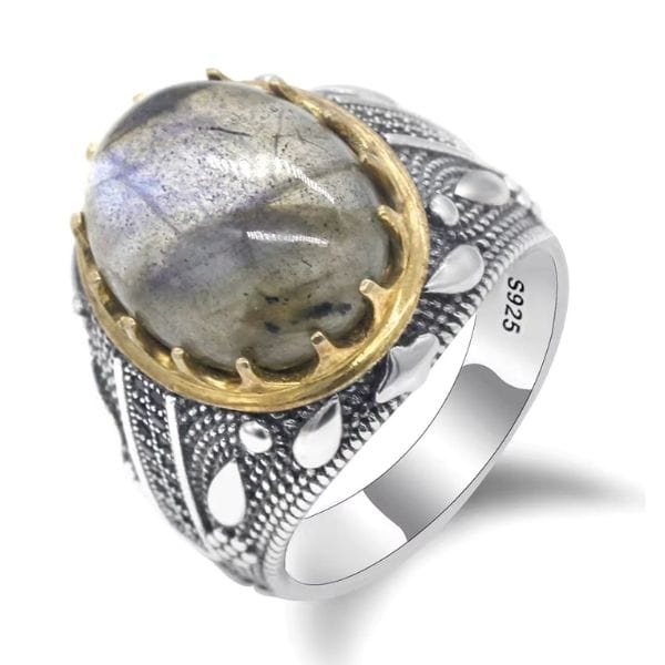 Herrenring mit großem Stein Ringsilber