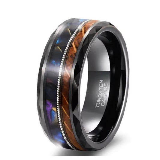 Holz- und Wolfram Ring für Herren Ringsilber