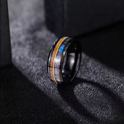 Holz- und Wolfram Ring für Herren Ringsilber