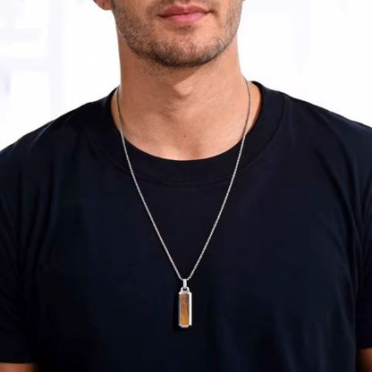 Herren Kette mit Onyx- und Tigerauge Steinen