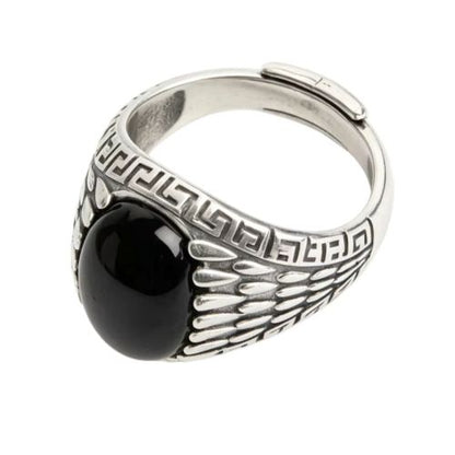 Klassischer Herrenring aus schwarzem Achat Stein Ringsilber
