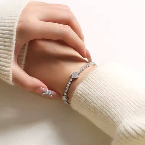 Kleeblatt Armband für Frau Ringsilber