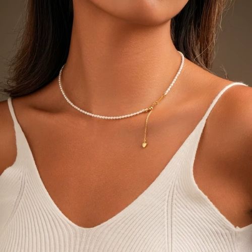 Kleine Süßwasserperlen Kette Ringsilber