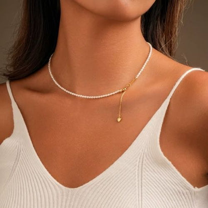 Kleine Süßwasserperlen Kette Ringsilber