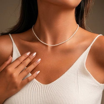 Kleine Süßwasserperlen Kette Ringsilber