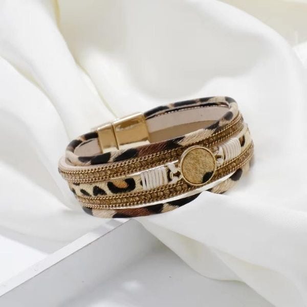 Leder Armband für Damen - Ringsilber