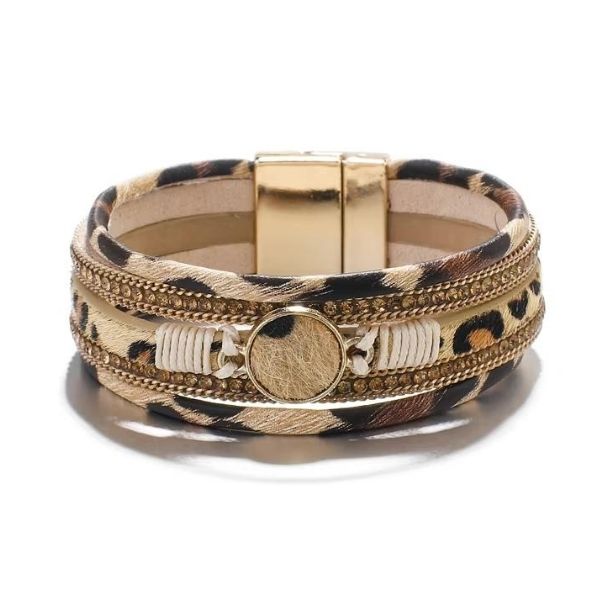 Leder Armband für Damen - Ringsilber
