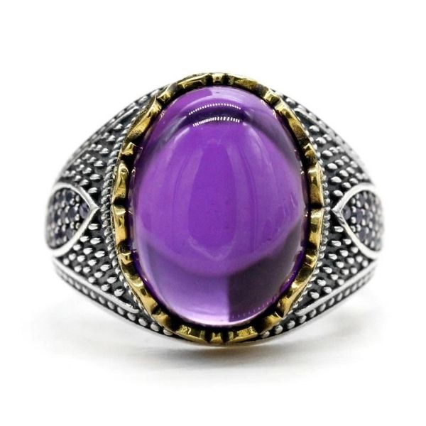 Lila-Ringe-mit-Amethyst-Stein-fur-Damen-Herren