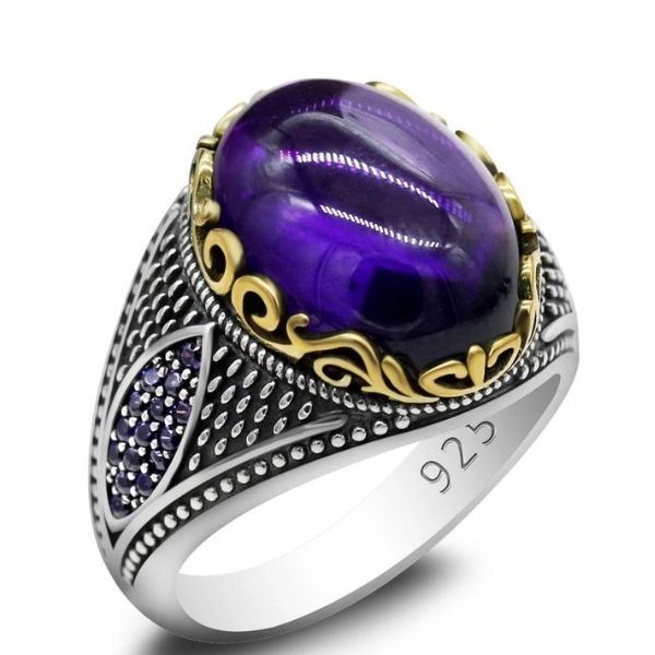 Lila-Ringe-mit-Amethyst-Stein-fur-Damen-Herren