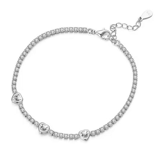 Minimalistisches Damen Armband mit drei Herzen - Ringsilber