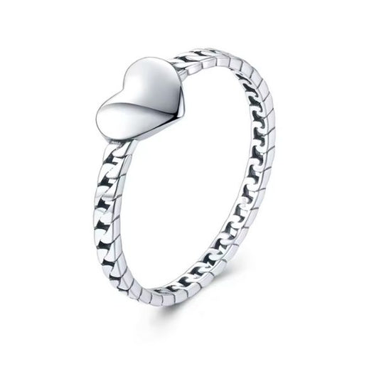 Minimalistisches herzförmiges Frauengesicht Ringsilber