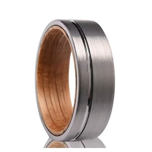 Moderner Design Ehering aus Holz - Ringsilber