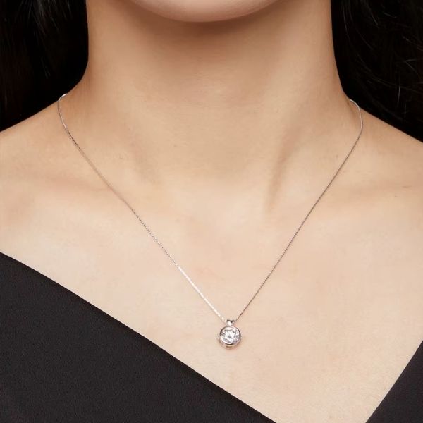 Moissanite-Stein-Herz-Damen-Halskette