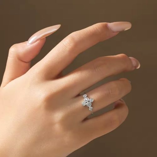 Neue modische Moissanit-Kettenringe Ringsilber