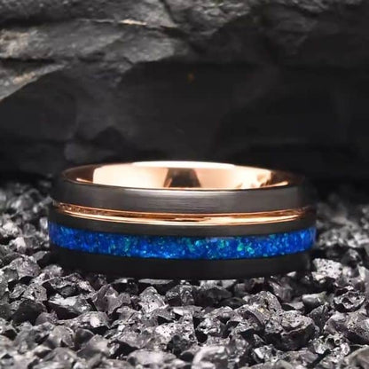Opal Ehering für Herren - Ringsilber