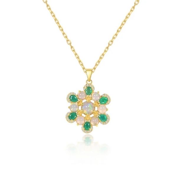 Opal-Stein-Silber-Halskette
