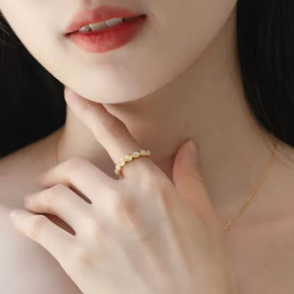 Opalring mit einstellbarer Größe - Ringsilber