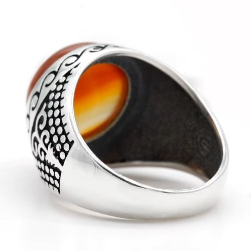 Original-Ringe-aus-orangefarbenem-Achat-Stein-fur-Herren