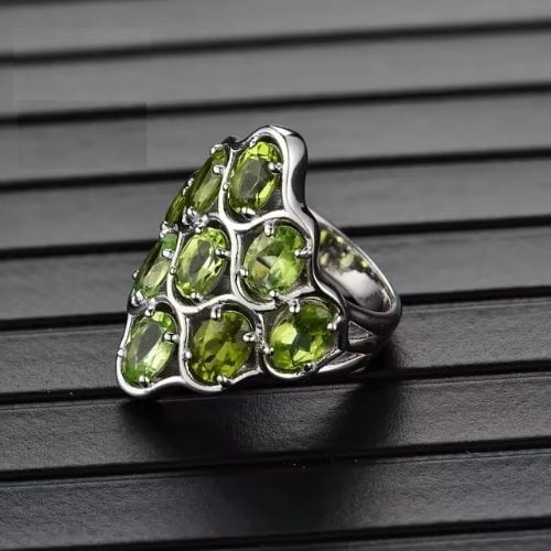 Peridot Stein Silberring für Damen Ringsilber