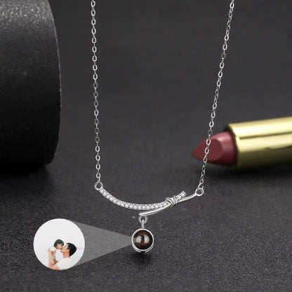 Personalisiert Foto Projektion Ketten mit Bild im Stein Ringsilber
