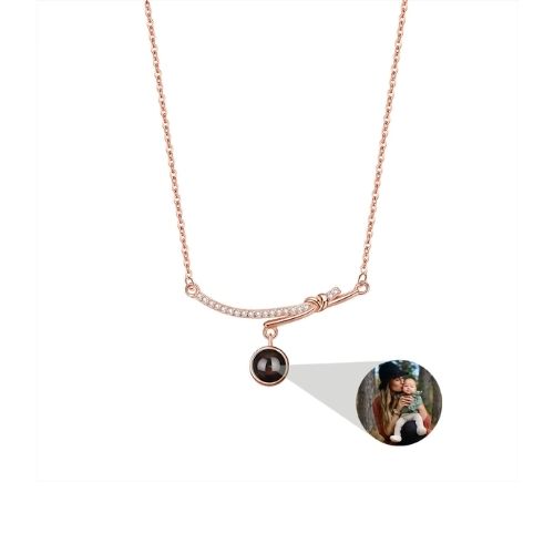 Personalisiert Foto Projektion Ketten mit Bild im Stein Ringsilber