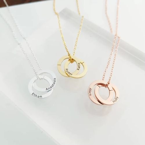 Personalisierte Kette für Mütter Ringsilber