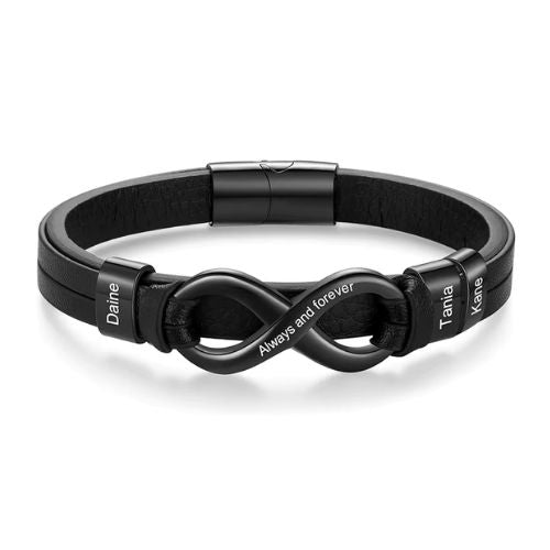 Personalisiertes Gravur Armband mit Unendlichkeitssymbol Ringsilber