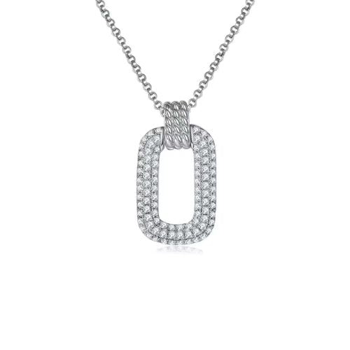 Rechteckige Halskette für Damen Ringsilber