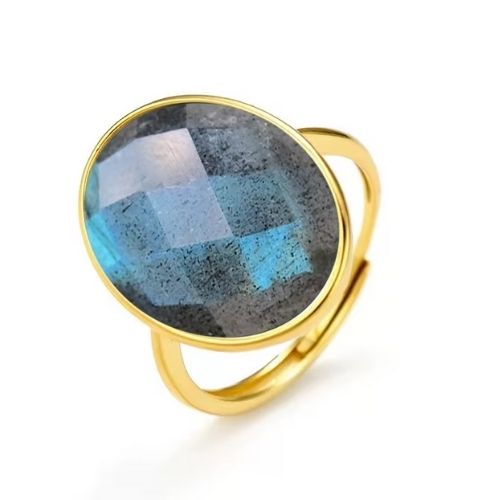 Ring aus 925er Sterlingsilber mit natürlichem Labradorit Stein Ringsilber