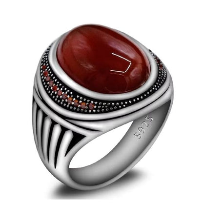 Ring aus natürlichem rotem Achat Ringsilber