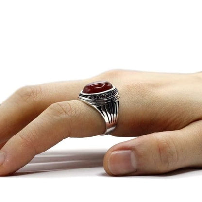 Ring aus natürlichem rotem Achat Ringsilber