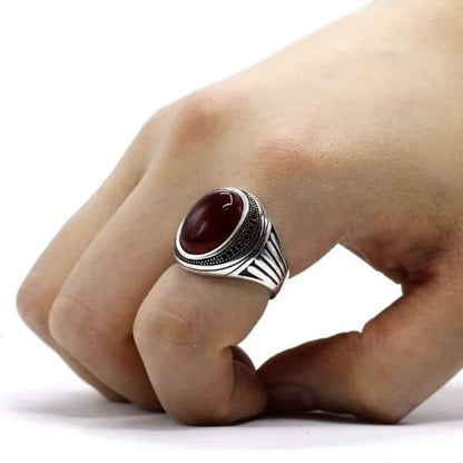 Ring aus natürlichem rotem Achat Ringsilber