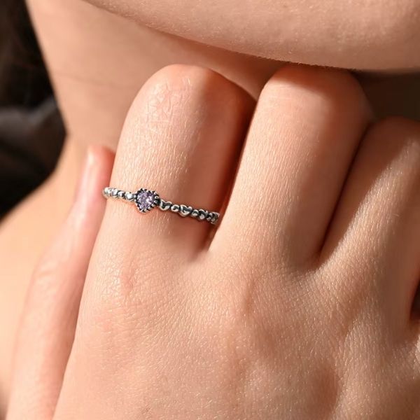 Rosa Herz Silber Damenring Ringsilber