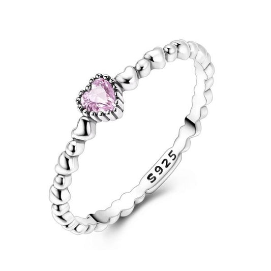 Rosa Herz Silber Damenring Ringsilber