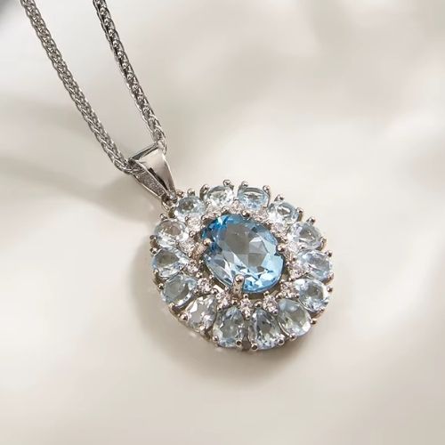 Runde Halskette mit Topas Stein Ringsilber