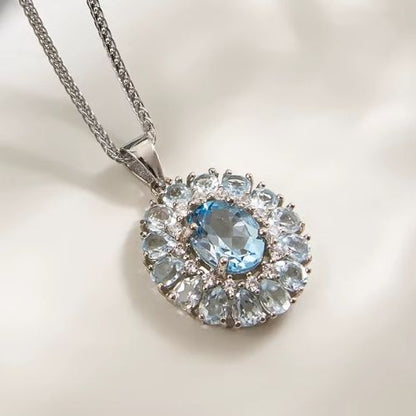 Runde Halskette mit Topas Stein Ringsilber