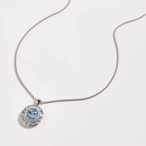 Runde Halskette mit Topas Stein Ringsilber