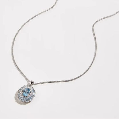 Runde Halskette mit Topas Stein Ringsilber