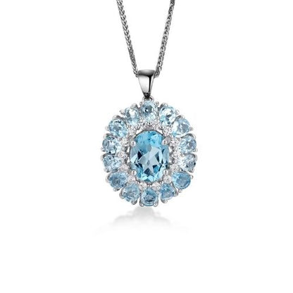 Runde Halskette mit Topas Stein Ringsilber