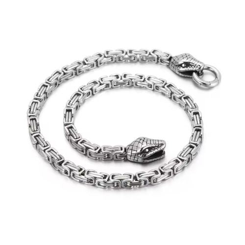 Schlangenkopf Königskette Ringsilber