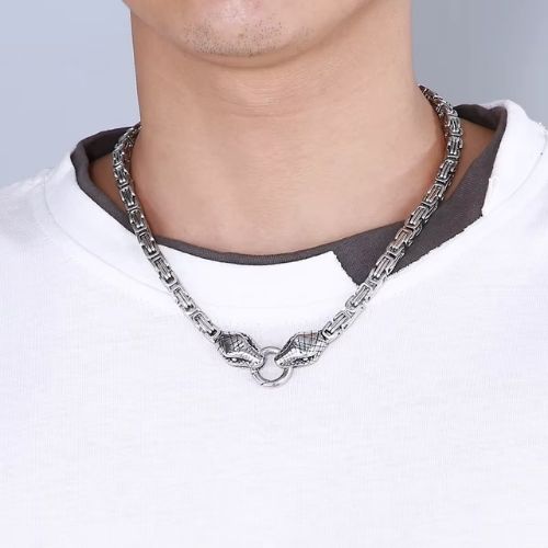 Schlangenkopf Königskette Ringsilber