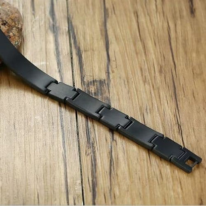 Schwarzes graviertes Armband für Herren Ringsilber