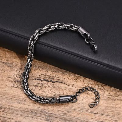 Schwarzes Herren Armband Ringsilber