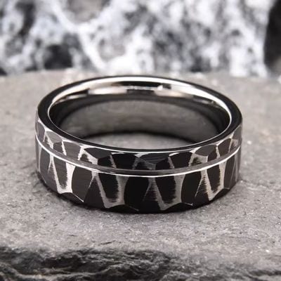 Schwarze Ehering in ungewöhnlichen Designs Ringsilber