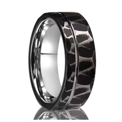Schwarze Ehering in ungewöhnlichen Designs Ringsilber
